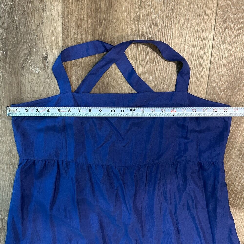 Eileen Fisher Blue Washed Silk Tiered Cross Back Sundress Maxi Dress Size XL - Picture 8 of 8